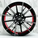 RIN 15X7 4-100/114.3 R1 SPORT DX244 BLACK MACHINE FACE+RED UNDERCUT ET35 CB73.1