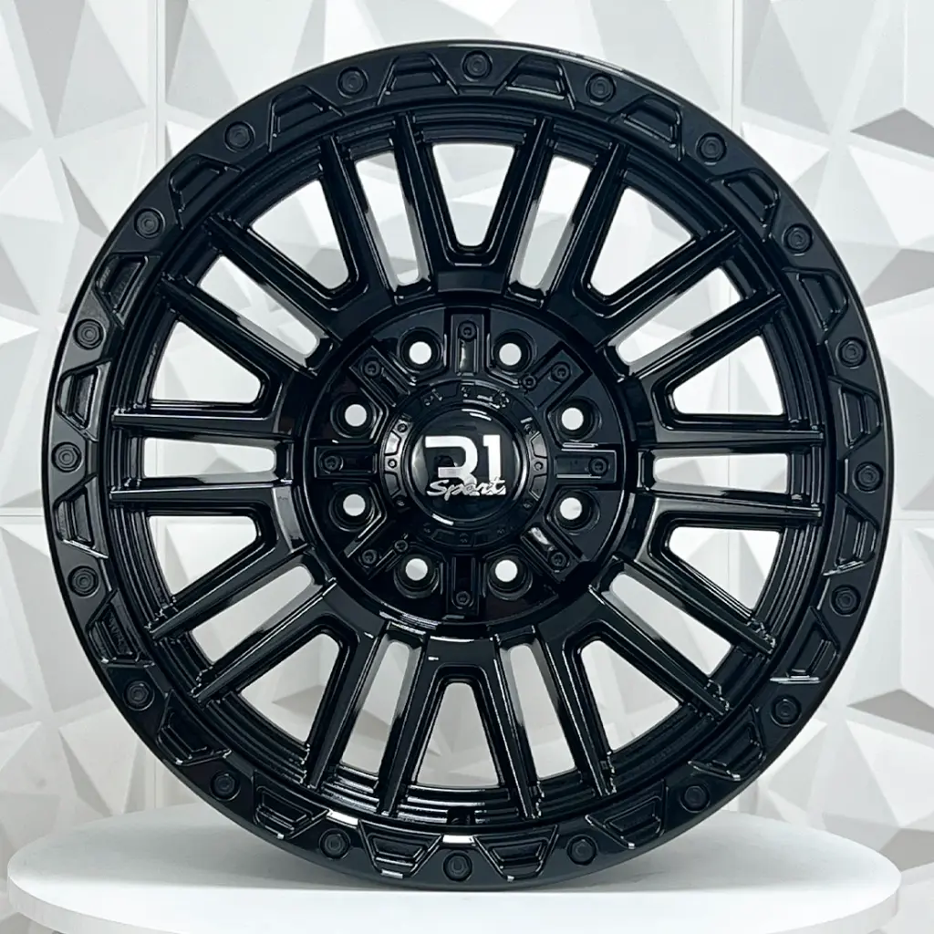 RIN 20X9.5 8-165.1/170 R1 SPORT 1892B FULL GLOSS BLACK+RIVETS ET-12 CB125.1
